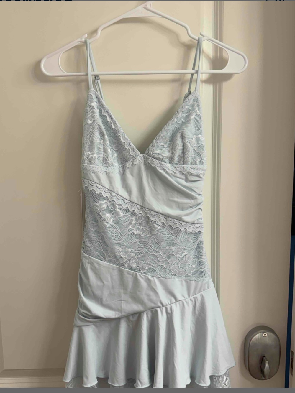 Princess Polly Pale Blue Lace Trim Mini Slip Dress